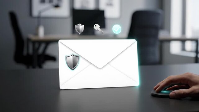 Email Authentication: Alignment Lights where a shield, key, and check strip illuminate sequentially, sending small pulses into a mail tile that rests under a mint aura�deliverability verified.