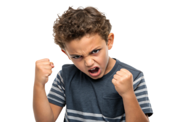 A sullen boy in his rebellious phase. He shows his anger. Resistance. Fighting.