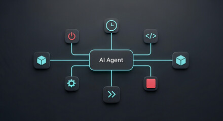 AI Agent Concept - Interconnected System with Various Functions and Capabilities.
