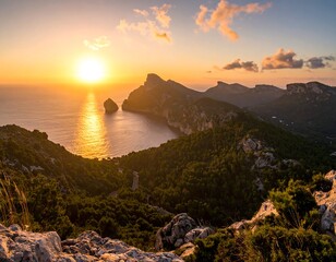 Dramatic sunset over Mediterranean coastline (2)