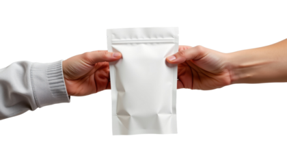 Two Hands Exchanging a Package Indoor Setting Business Transaction Collaborative Environment Close-Up View