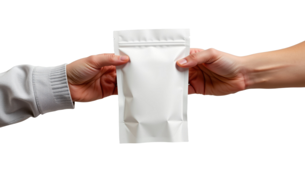 Two Hands Exchanging a Package Indoor Setting Business Transaction Collaborative Environment Close-Up View