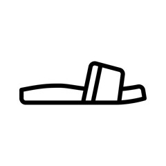 Black Outline of a Single Sandal Shoe with a Thick Strap on a Transparent Background for Men Fashion