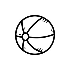 Black Outline Simple Drawing Of A Beach Ball Isolated On A White Transparent Background