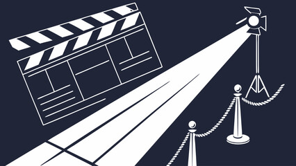 Obraz premium Film and Movie Themed Vector Illustration on Dark Backdrop.