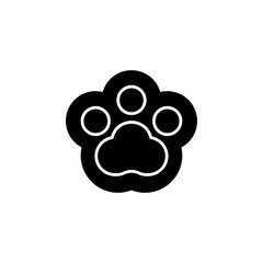 Black Paw Print Icon With White Outline On Transparent Background For Pet Lovers And Animal Graphics