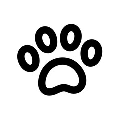 Black Paw Print Icon Symbol Representing Veterinary Care and Animal Companionship on a Clean White Background