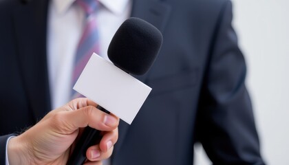 Interview Action with Microphone Business Setting Digital Media Content Corporate Environment Close-Up Viewpoint