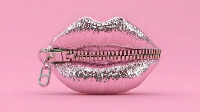 silver lips with zipper