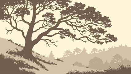 Fototapeta premium Forest Silhouette in Earthy Tones.
