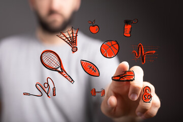 Healthy habits, sports equipment, workout, fitness goals, active life, wellbeing, energy, strength, motivation, healthy lifestyle.