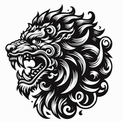 Barong head tattoo vector illustration