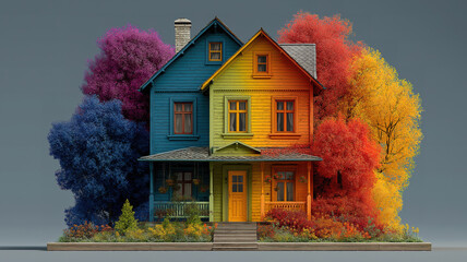 Concept of ecological bio energetic house with energy class rating for sustainable living
