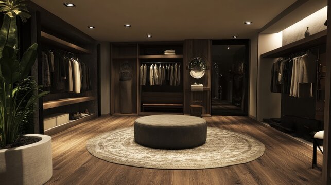 Elegant dressing room with contemporary design