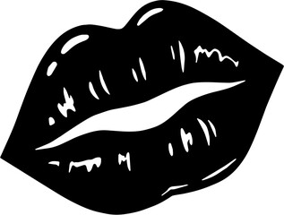 black Lips Kiss Mark on white background Vector Illustration
