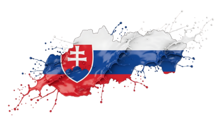 Vibrant slovakian flag exploding with color, isolated on transparent background a dynamic representation of slovakia, perfect for national celebrations, patriotic designs, and cultural projects