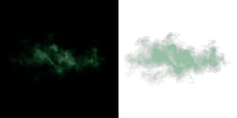 Green smoke overlay on black and white backgrounds, creating a mystical atmosphere, ideal for design projects, enhancing visual storytelling and artistic expression