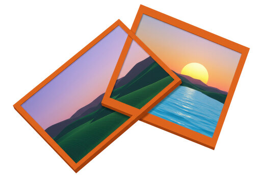 Isolated desktop wallpapers, scenic views of a mountain landscape with sunset over lake