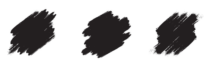 Brush lines set. Vector black paint brush spots. highlighter lines or felt-tip pen marker. Ink smudge abstract shape stains and smear set with texture Vector.