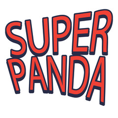 Bold Red Text Reads Super Panda Against Transparent Background With Navy Blue Outline