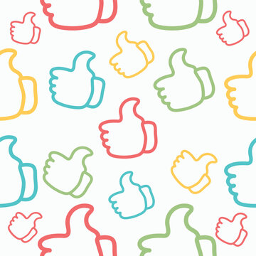 Hand Drawn Thumbs up Seamless Pattern Vector Illustration
