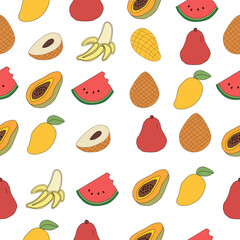 seamless pattern with fruits. Seamless background with fruits.. seamless pattern with fruit. set of fruits. Tropical Essence Fruit Collection. Elegant Exotic Fruits Illustration. 