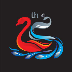 25th anniversary vector logo in the shape of a swan and a peacock