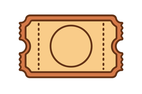 Retro style blank ticket or coupon with perforated edges and a central circular frame