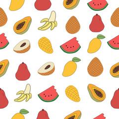seamless pattern with fruits. Seamless background with fruits.. seamless pattern with fruit. set of fruits. Tropical Essence Fruit Collection. Elegant Exotic Fruits Illustration. 