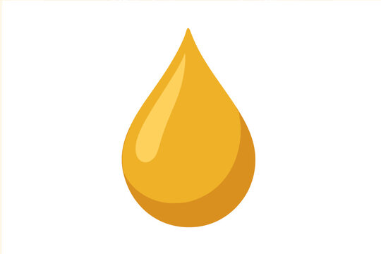 Isolated glossy golden yellow drop of viscous fluid representing oil or honey