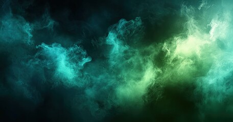 Fototapeta premium A vibrant, swirling background of misty clouds in shades of teal and green, evoking a sense of depth and ethereal beauty.