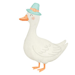 white goose standing on white background
