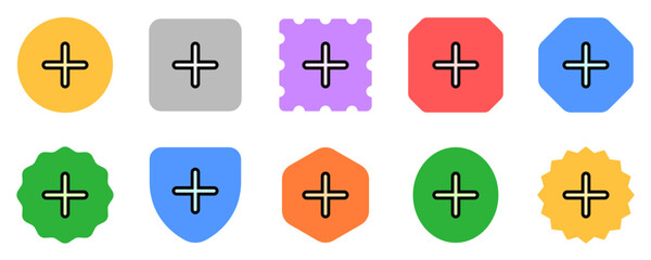 Vector plus positive add mark icon. Black, white background. Perfect for app and web interfaces, infographics, presentations, marketing, etc.