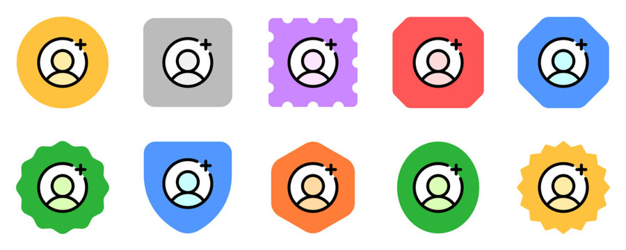 Vector follow, add user icon. Black, white background. Perfect for app and web interfaces, infographics, presentations, marketing, etc.
