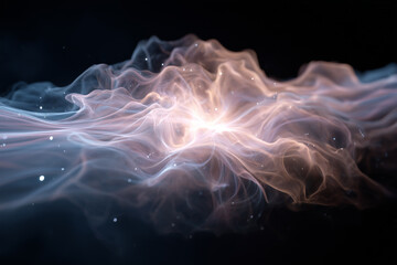 Fototapeta premium Soft glowing plasma cloud stretches and warps in response to distant pulses during a cosmic phenomenon