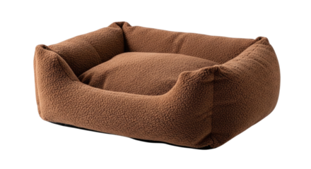 Cozy brown pet bed designed for comfort and relaxation cutout PNG, transparent background, cutout PNG