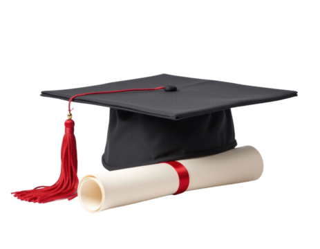 Celebration of Achievement Classic Graduation Cap and Diploma Academic Ceremony Studio Setting Inspirational Viewpoint