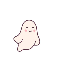 Cute smiling cartoon ghost character illustration for Halloween design