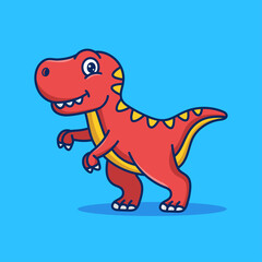 Friendly Cartoon Tyrannosaurus Rex Dinosaur Vibrant Red and Yellow Pixel Art Style Simple Adorable Creature With Transparent Background