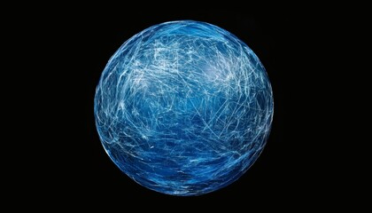 The illustration shows a round, translucent blue orb with a network of white cracks, set against a plain black backdrop.