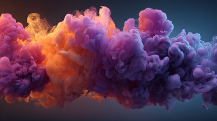 A mesmerizing swirl of colorful smoke dances gracefully against a dark backdrop. Hues of pink, orange, and purple blend seamlessly, creating a dreamy and ethereal atmosphere that captivates the eye.