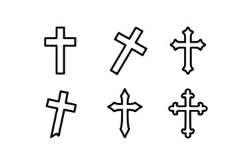 Obraz premium Collection of minimalist cross icons with geometric and ornate designs