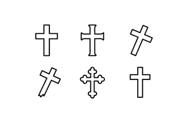 Collection of linear cross designs: six unique christian symbols