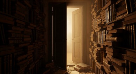 Conceptual Art Doorway To Soft Glow And Knowledge Library