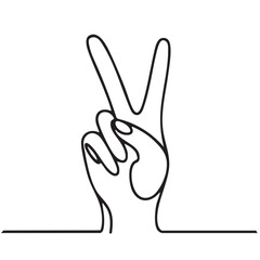 peace sign on hand icon with line art