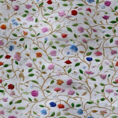 Vibrant flowers in shades of pink, orange, and white create a decorative floral pattern on a subtle textured surface, ideal for home decor SEAMLESS PATTERN