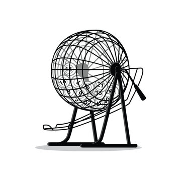 Lottery Ball Cage Illustration &ndash; Bingo or Raffle Draw Machine Vector on White Background