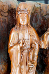 Obraz premium Vinh Nghiem Buddhist Pagoda. Guan Yin, Guanyin, Quan Am, name for Avalokiteshvara, the bodhisattva of compassion which is usually represented as a female figure. Ho Chi Minh city. Vietnam.