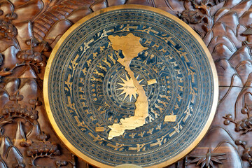 Vinh Nghiem Buddhist Pagoda. Map of Vietnam.  Ho Chi Minh city. Vietnam.