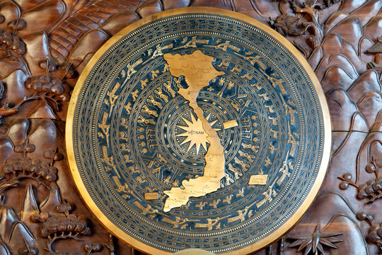 Vinh Nghiem Buddhist Pagoda. Map of Vietnam.  Ho Chi Minh city. Vietnam.